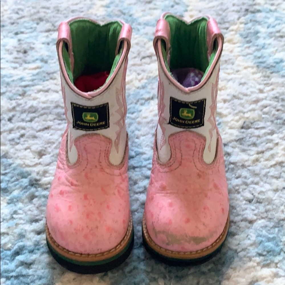 Cute Pink & White John Deere Boots